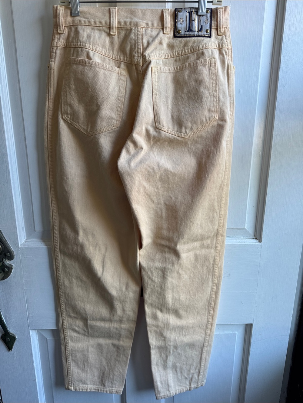 ESCADA ONE CANARY YELLOW 100% COTTON PANTS JEANS SZ EU42 US12 GOLD TONE HARDWARE